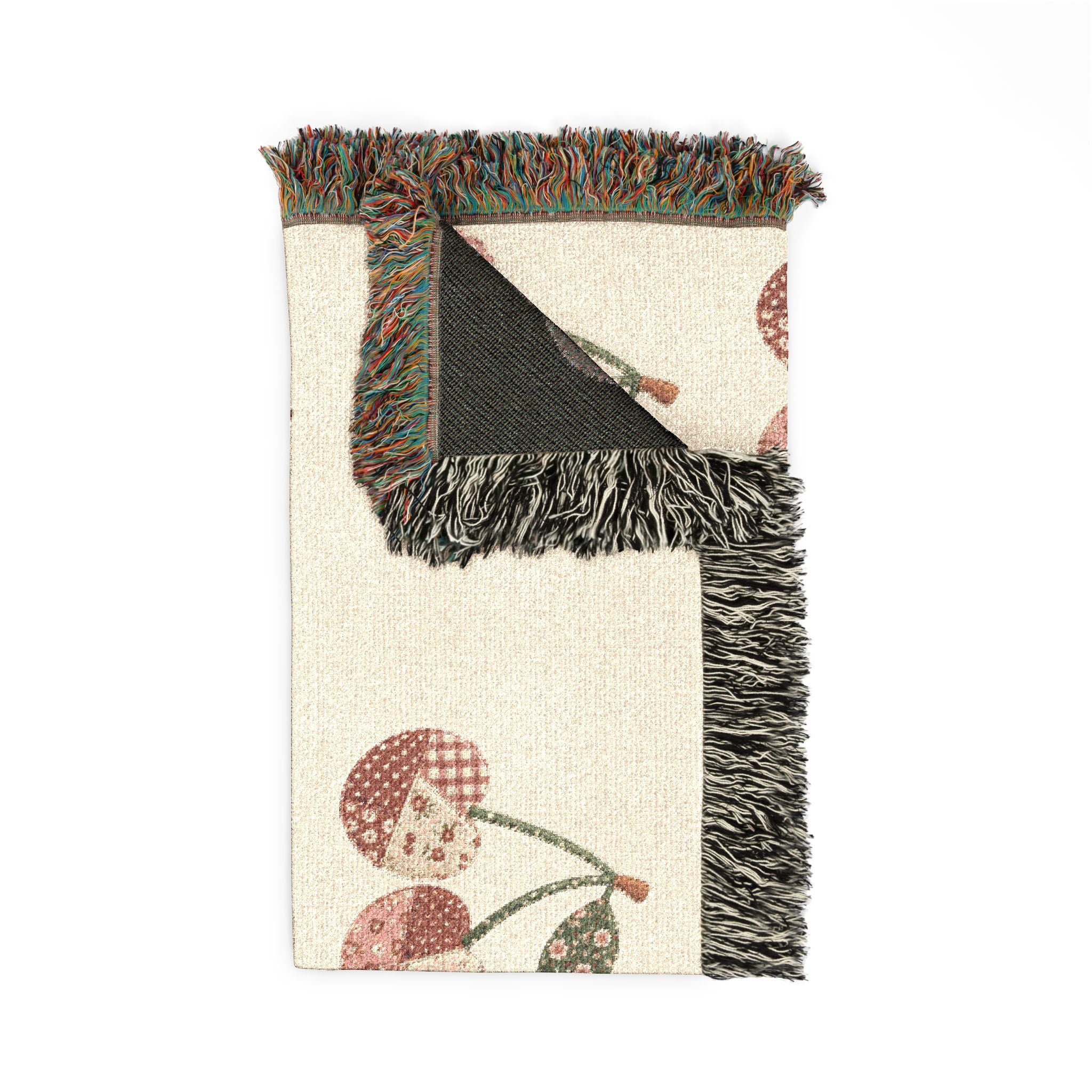 Cerezos de Ensueño – Cherry Patchwork Woven Blanket, Cottagecore Throw & Retro Home DecorWov