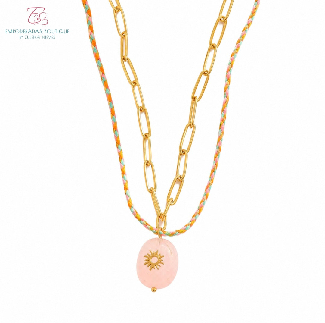 Collar Destello de Vida – Collar en capas con dije de sol